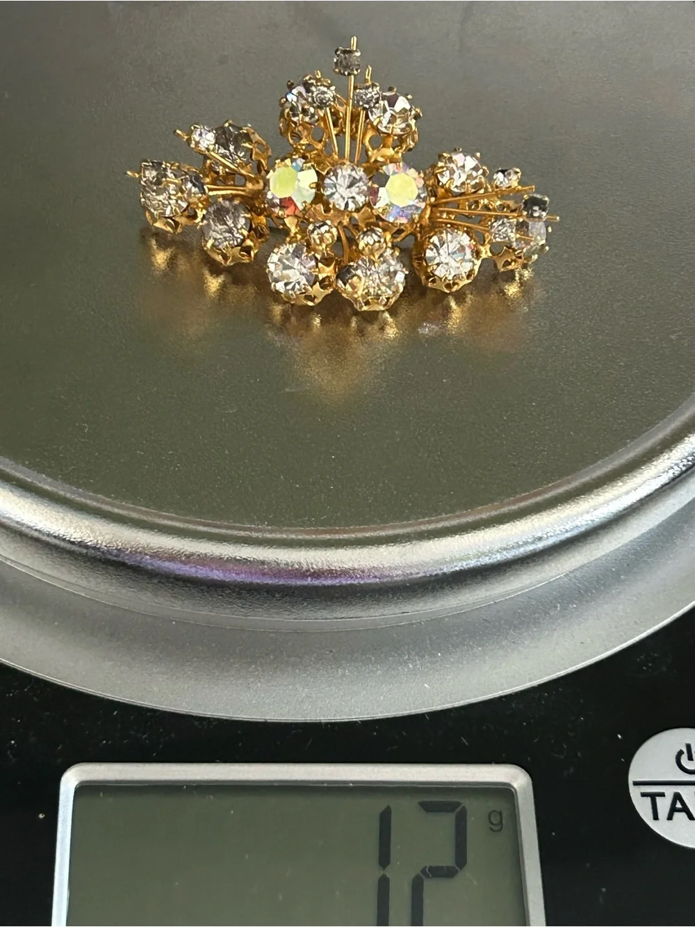 Vintage Austrian AB Crystal Spray/Sputnik Brooch Signed Made in Austria